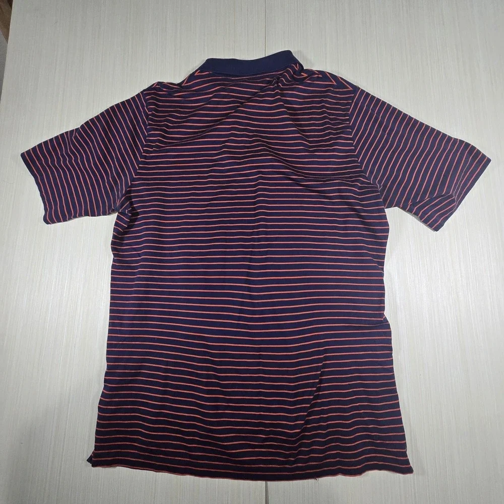Polo Ralph Lauren Polo Shirt Men's Navy‎ Orange Striped Cotton Golf High-Low Hem